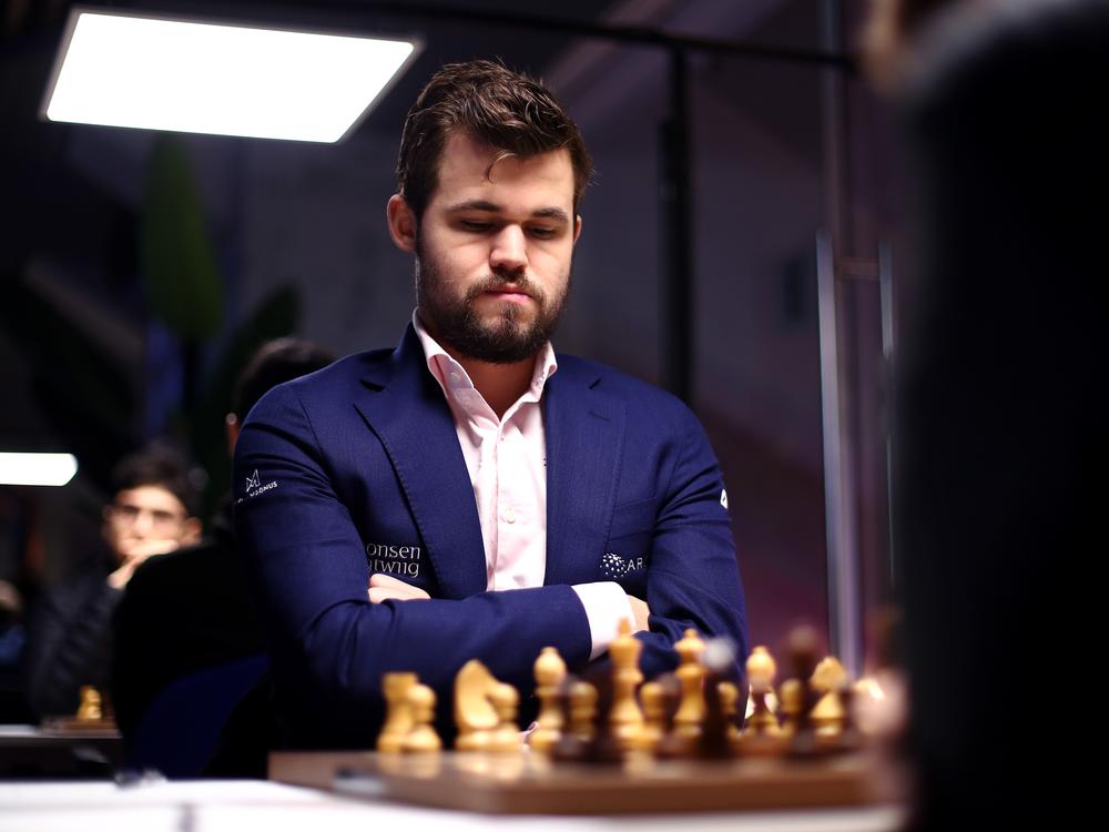 Magnus Carlsen of Norway competes against Daniil Dubov of Russia during the 82nd Tata Steel Chess Tournament in Eindhoven, Netherlands, on Jan. 16, 2020.