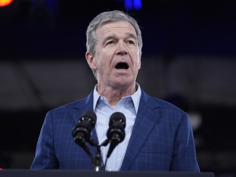 North Carolina Gov. Roy Cooper speaks at a campaign rally for President Joe Biden on June 28 in Raleigh, N.C.