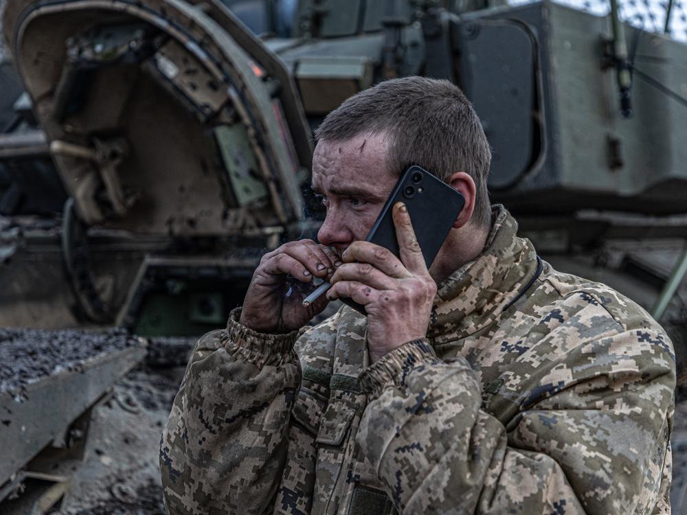 Vitalii, 29, a Ukrainian serviceman from the Kharkiv region, has returned from near the front lines, where he helped recover a damaged M2 Bradley Fighting Vehicle. He said the Bradley will be repaired and returned to the fight. 