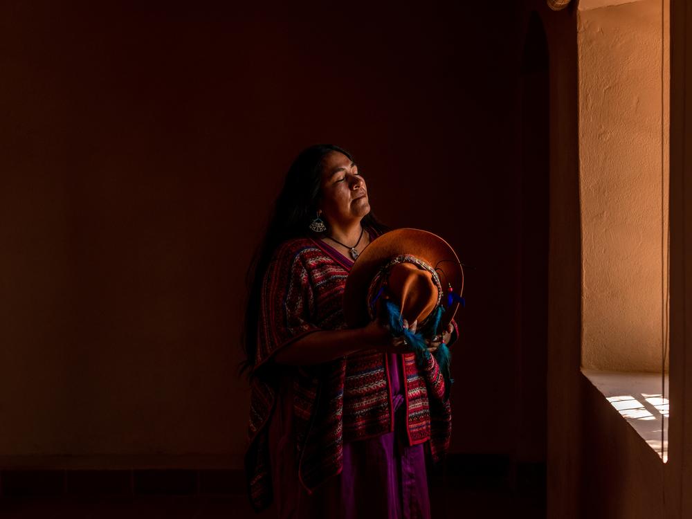 Ilia Reyes Aymani, Kunza researcher and teacher in her home in San Pedro de Atacama, Chile.
