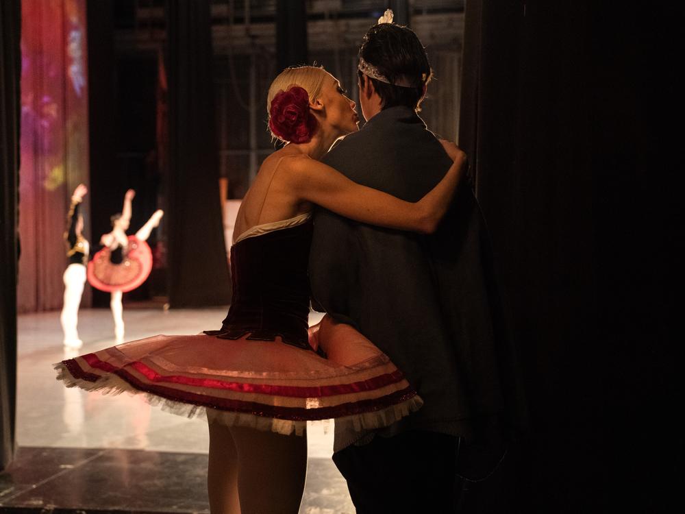 Dancers wait in the wings during a performance at the Odesa National Academic Theater of Opera and Ballet in Odesa, Ukraine, on Oct. 27, 2024. The renowned theater was host to the Bolshoi Ballet and many Russian artists prior to Russia's invasion in 2022. The emphasis now is on works by Ukrainian and non-Russian creators. The performance was interrupted by an air raid siren, a common occurrence.