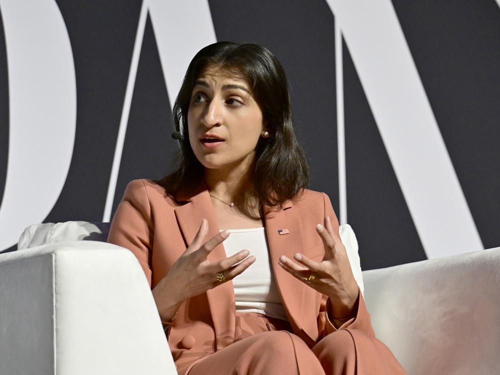 Federal Trade Commission chair Lina Khan, speaking at an event in 2024. The FTC, along with most states and territories, has brought a sweeping antitrust case against Meta.