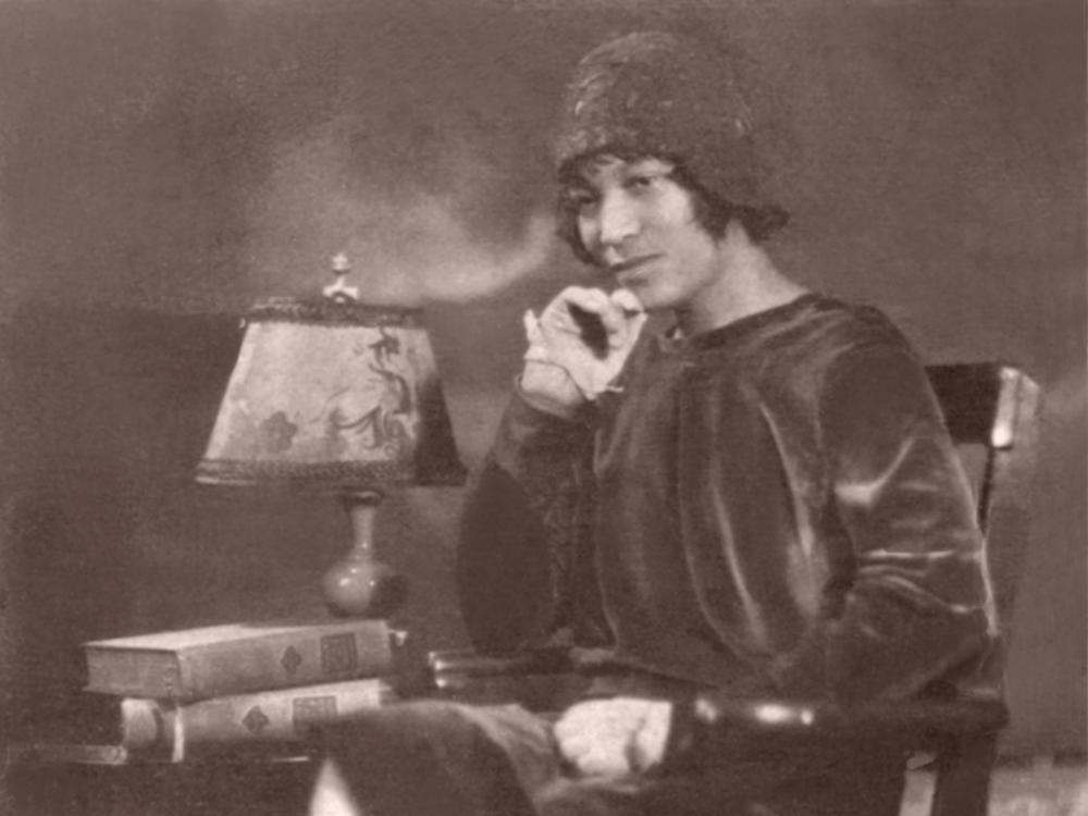 Author Zora Neale Hurston sits for a portrait.