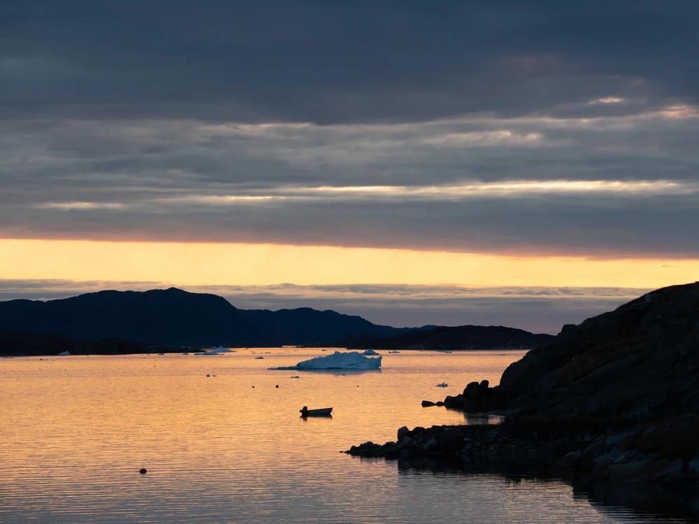 An iceberg floats in the fjord outside Narsaq.