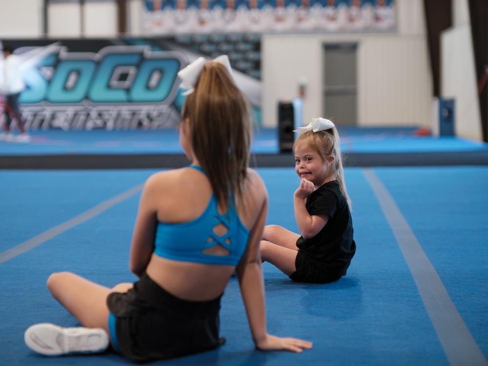 At SoCo Intensity Cheer, Adaline is part of the CheerABILITIES team, which competes regionally. Athletes with disabilities are paired with peer mentors who help them with routines.