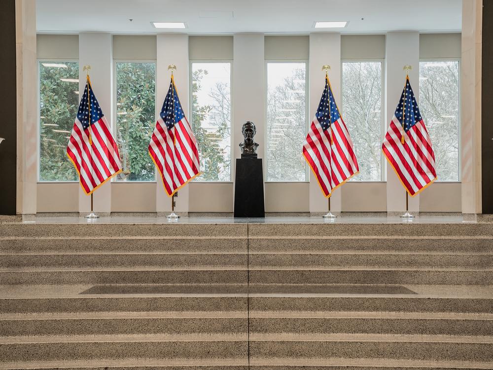 The CIA headquarters building lobby.