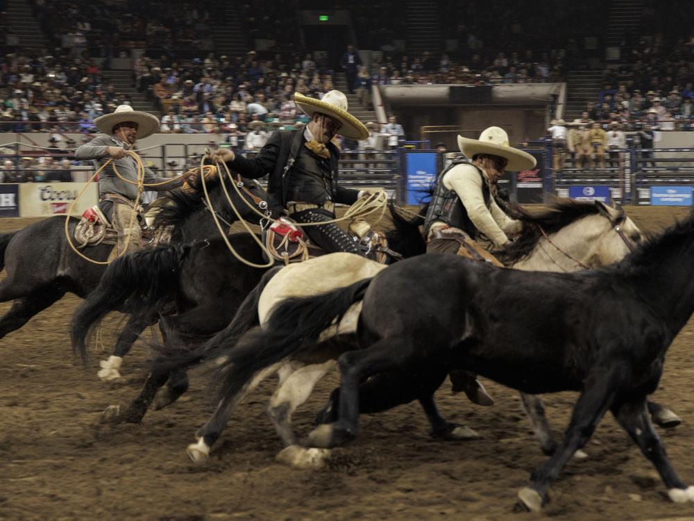 Charros prepare for an event called 