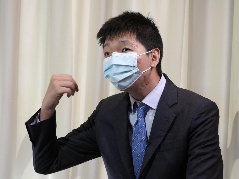 Wang Jingyu speaks during an interview in a safe house in Ukraine in 2021. Chinese police have sought Wang over online comments he made that challenged the Chinese government's account of a deadly border clash between Chinese and Indian soldiers. Many news organizations have covered Wang's repeated claims that the Chinese government has targeted him.