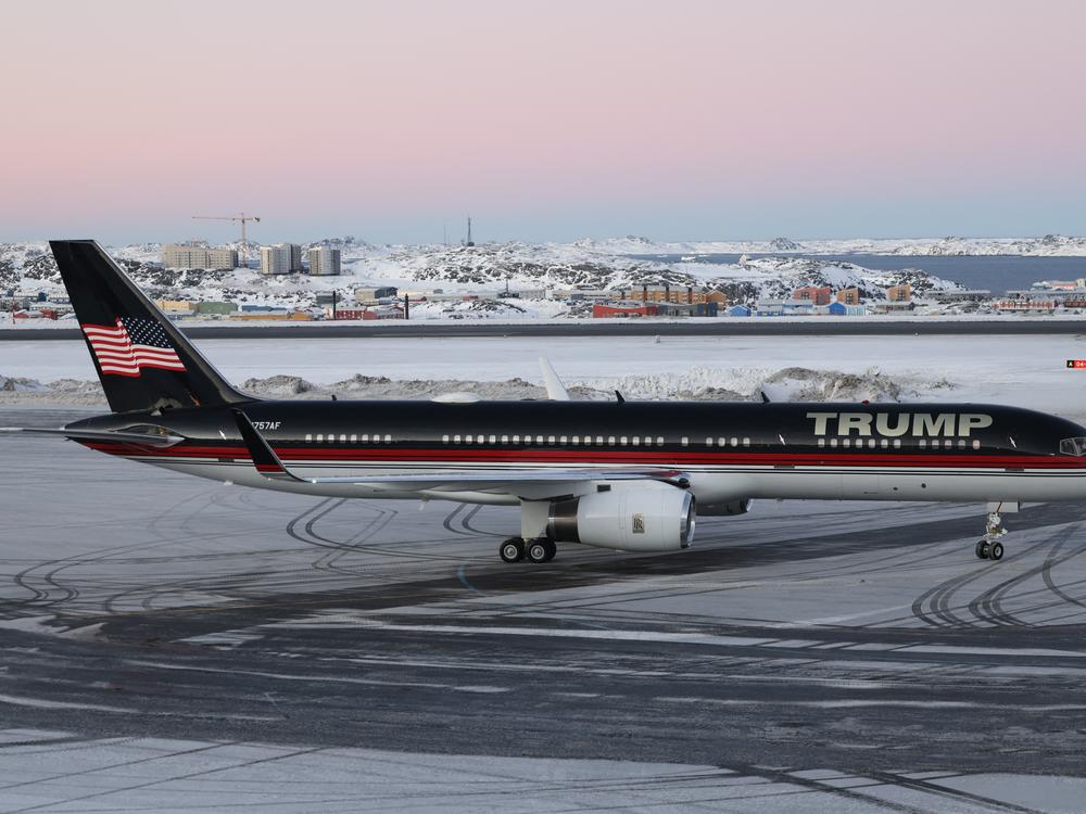 A plane carrying Donald Trump Jr., the son of President-elect Donald Trump, arrives in Nuuk, Greenland, on Tuesday. The private visit to the Danish autonomous territory comes amid stepped up rhetoric from the president-elect that he wants to incorporate Greenland into the U.S.