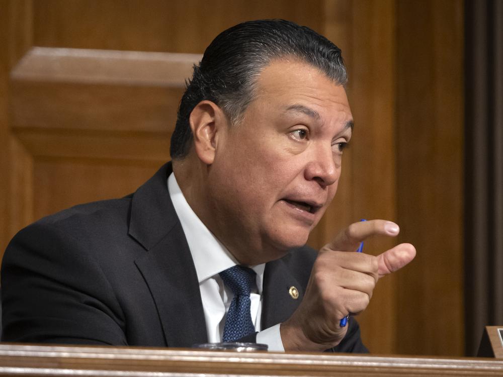 Sen. Alex Padilla, D-Calif., speaks during a hearing of the Senate Committee on the Judiciary on Capitol Hill, Tuesday, Dec. 10, 2024, in Washington.