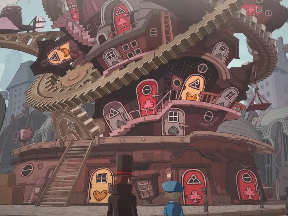 A trailer still from Professor Layton and the New World of Steam.