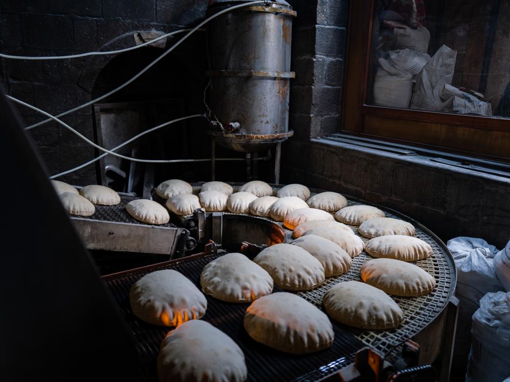 Inside a bakery in the Syrian capital of Damascus. 
