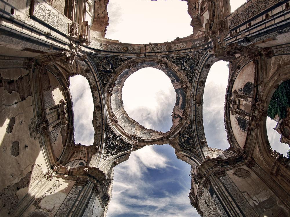A decayed roof in the old village of Belchite in Spain. Left as a ghost town after the Spanish Civil War, preservations are working to ensure the site remains one of memory and reconciliation.