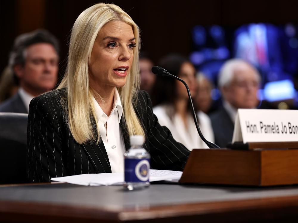 Former Florida Attorney General Pam Bondi testifies before the Senate Judiciary Committee during her confirmation hearing for U.S. attorney general on Wednesday.
