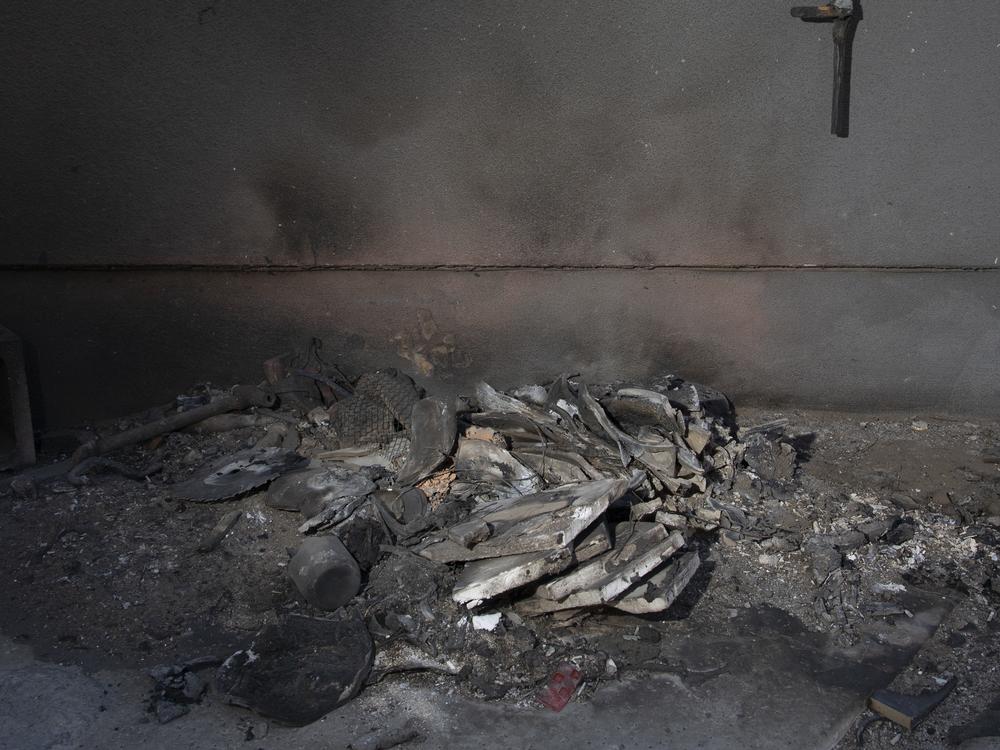 A flammable item burned at a house in Pasadena, but because the siding is made of fire-resistant stucco, the flames didn't spread to the house itself.
