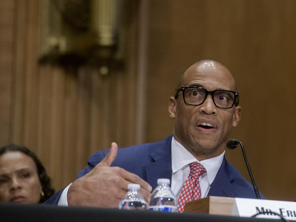 Scott Turner, President-elect Donald Trump's nominee to lead the Department of Housing and Urban Development, testifies Thursday at a Senate Committee on Banking, Housing, and Urban Affairs hearing in Washington, D.C.