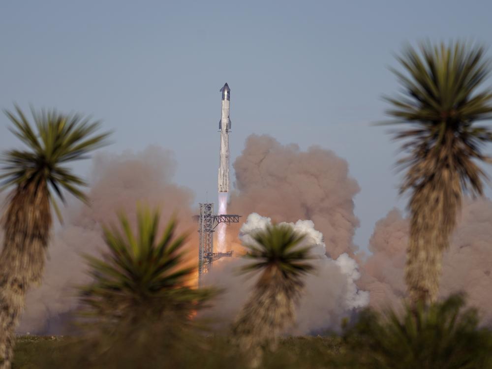 SpaceX's mega rocket Starship launches for a test flight from Starbase in Boca Chica, Texas, on Thursday.