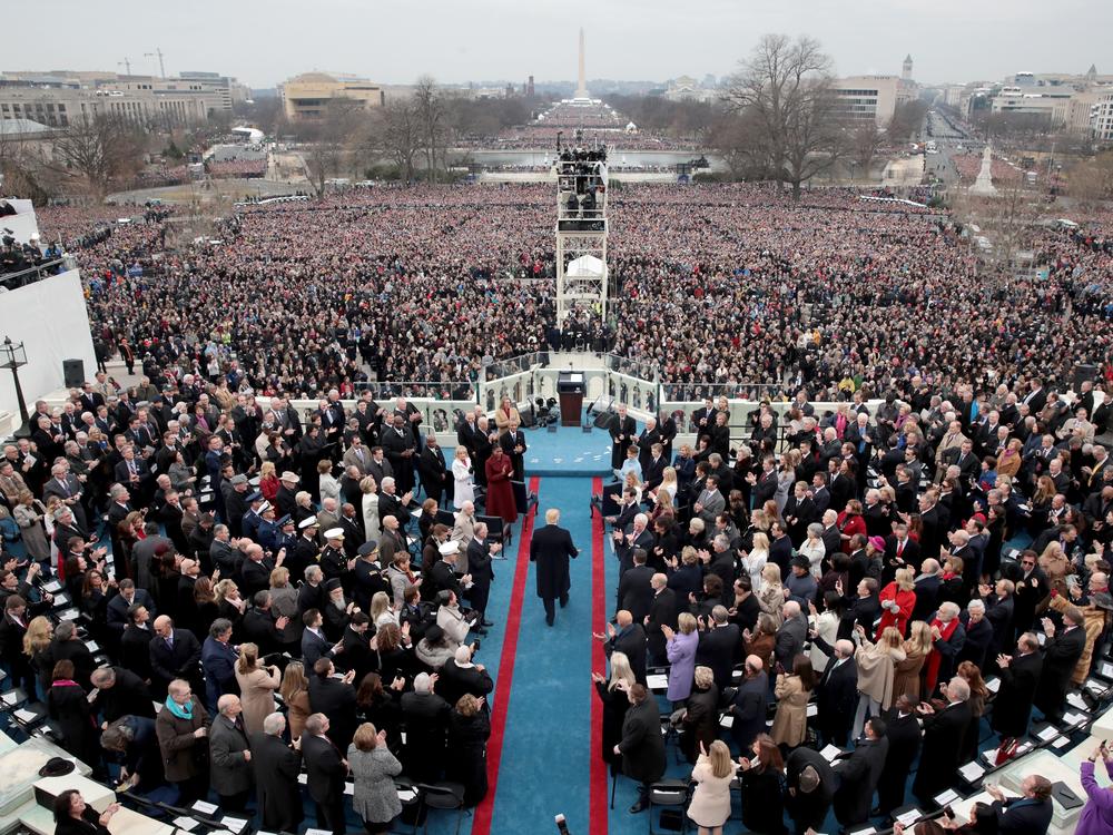 President Donald Trump arrives on the West Front of the U.S. Capitol on Jan. 20, 2017.