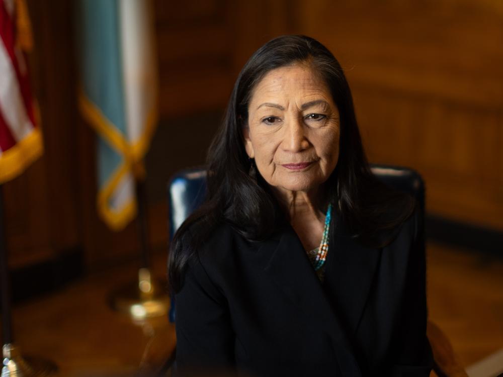 Interior Secretary Deb Haaland during an interview inside the Department of the Interior headquarters in Washington, D.C., in October 2024.