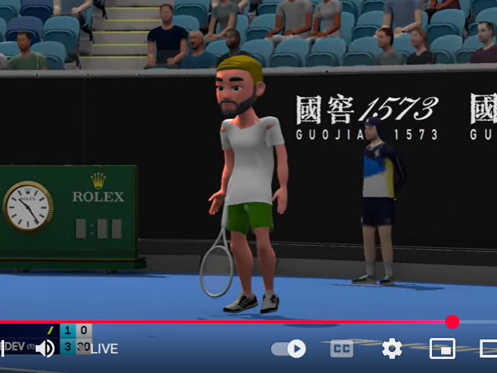 The Australian Open's YouTube livestream shows the players as animated avatars, though the action is real.