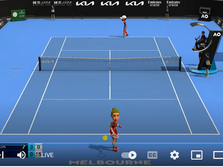 A screenshot of a livestreamed Australian Open match between Madison Keys and Elena-Gabriela Ruse on Thursday. The Open's use of animation is making a splash online.