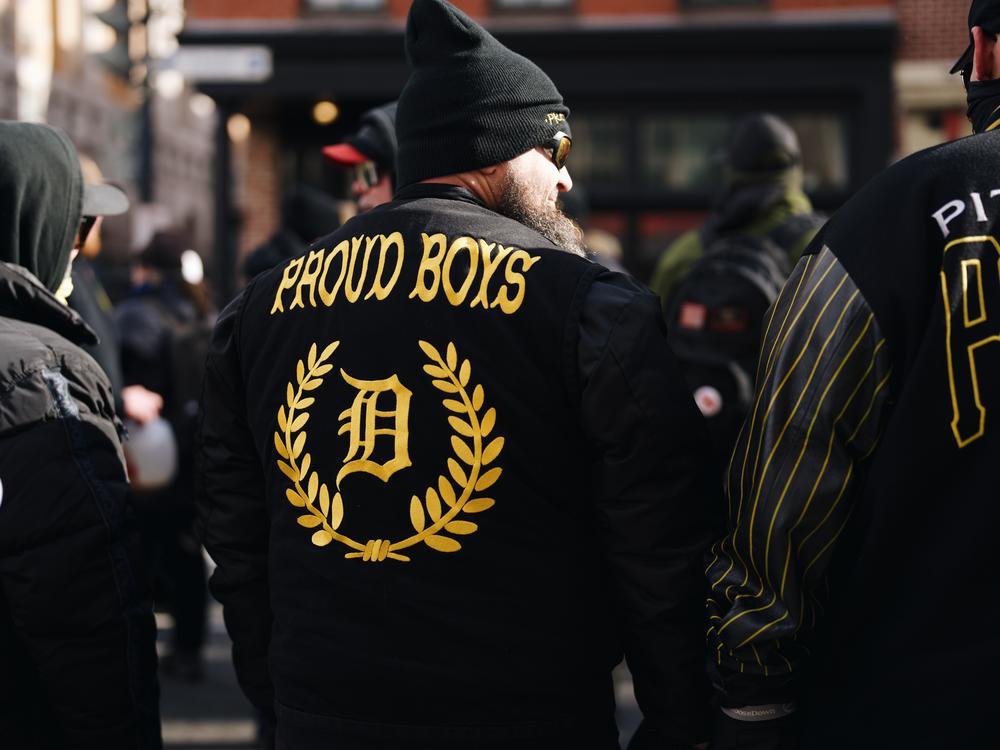 The Proud Boys assemble during Donald Trump's inauguration on January 20, 2025 in Washington, D.C.