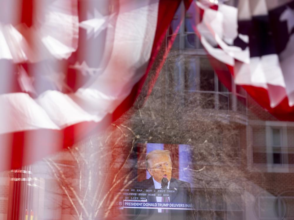 The inauguration was carried on televisions at Carmine's Restaurant in downtown Washington, D.C.