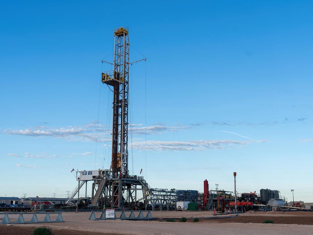 An oil rig is pictured in Stanton, Texas, in June 2023. U.S. oil production is increasingly slightly. President Trump says the U.S. will 
