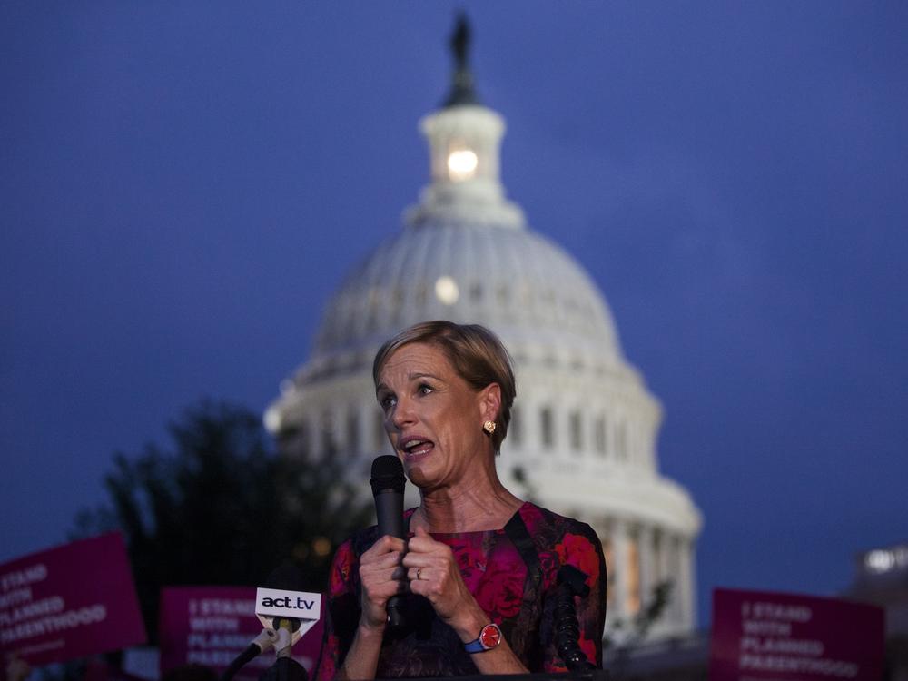 In this file photo, then-Planned Parenthood President Cecile Richards speaks during a rally opposing repeal of the Affordable Care Act outside of the Capitol Building on July 27, 2017 in Washington, DC.