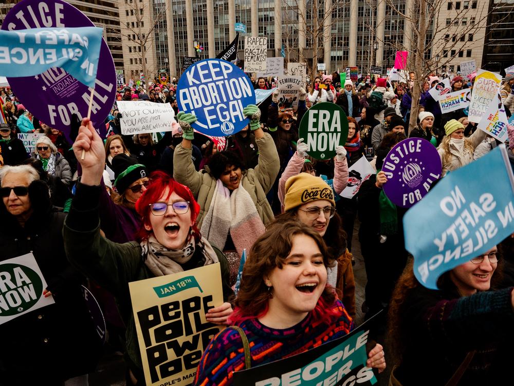 Thousands gather to protest Donald Trump's inauguration as the 47th president of the United States and other related issues during the People's March on Jan. 18, in Washington D.C.