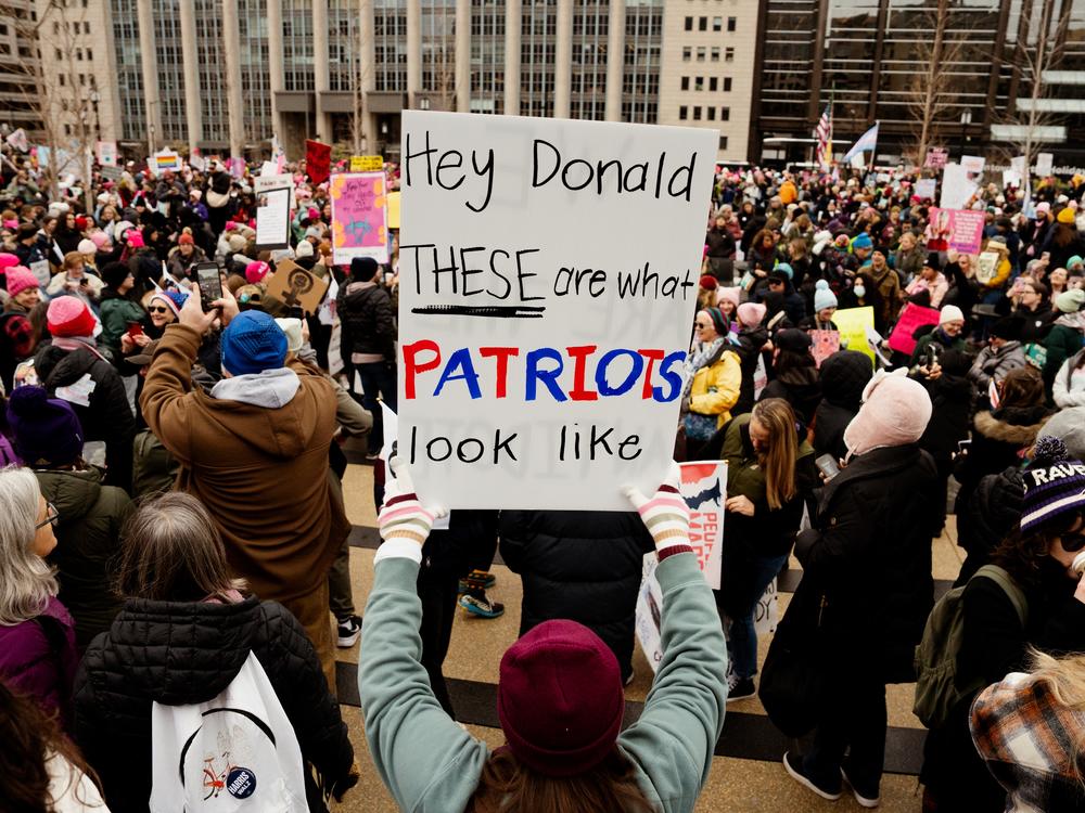 Thousands gather to protest Donald Trump's inauguration as the 47th president of the United States and other related issues during the People's March on Jan. 18, in Washington D.C.