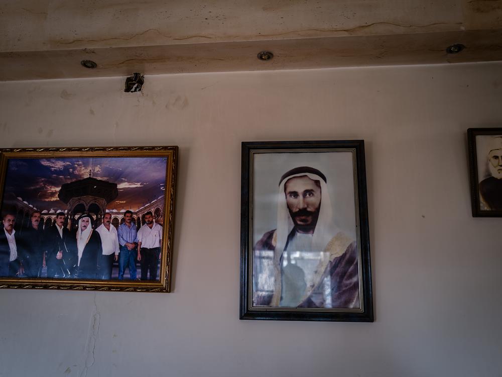 Mohamed Emreiwet's house is filled with pictures of his relatives.