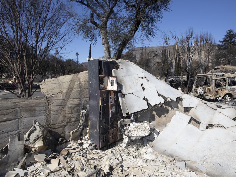 Two pieces of metal furniture stand in the corner of what used to be Ben Hamlington's home.