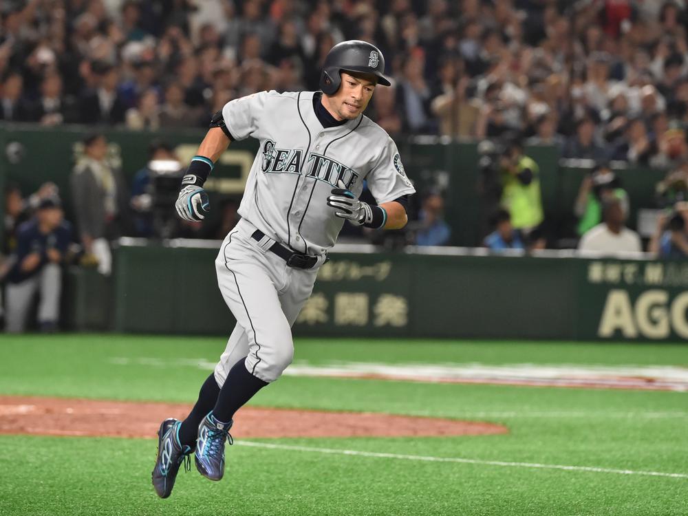 Seattle Mariners Ichiro Suzuki runs to first base in a game against the Oakland Athletics during their baseball game at the Major League Baseball Japan Opening Series in Tokyo, on March 20, 2019.
