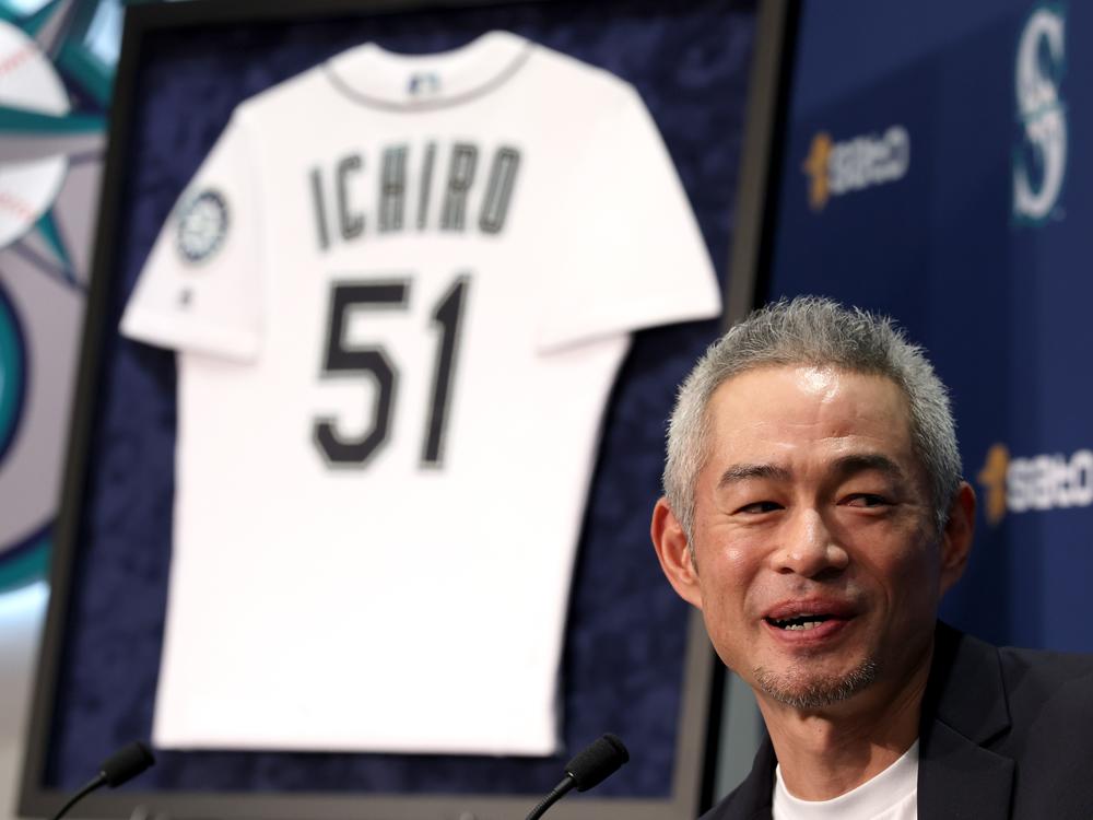 Former Seattle Mariners player Ichiro Suzuki reacts Tuesday as he is elected into the National Baseball Hall of Fame. He received a near-unanimous vote on the 2025 Baseball Writers Association of America Hall of Fame Ballot. Suzuki is the first Japanese-born player named to the National Baseball Hall of Fame.