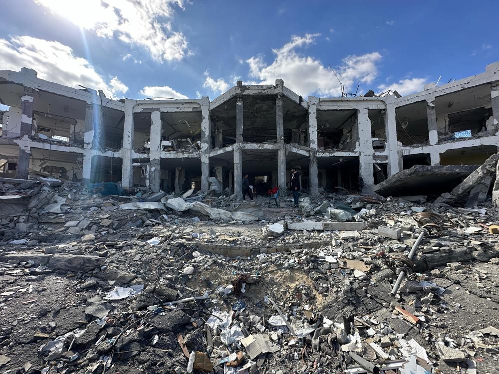 A view of the destroyed Abu Youssef al-Najjar hospital in Rafah, following the withdrawal of Israeli troops from the city center during the ceasefire.