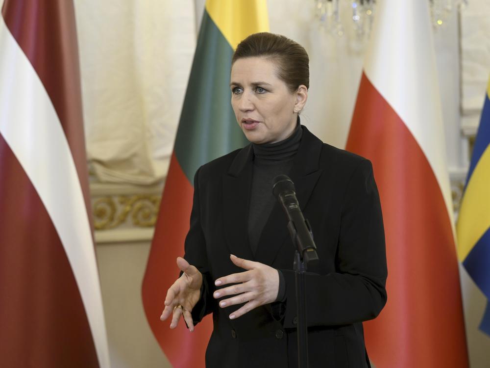Denmark's Prime Minister Mette Frederiksen gives a statement ahead of a summit of the Baltic Sea NATO countries in Helsinki, Finland, on Jan. 14, 2025.