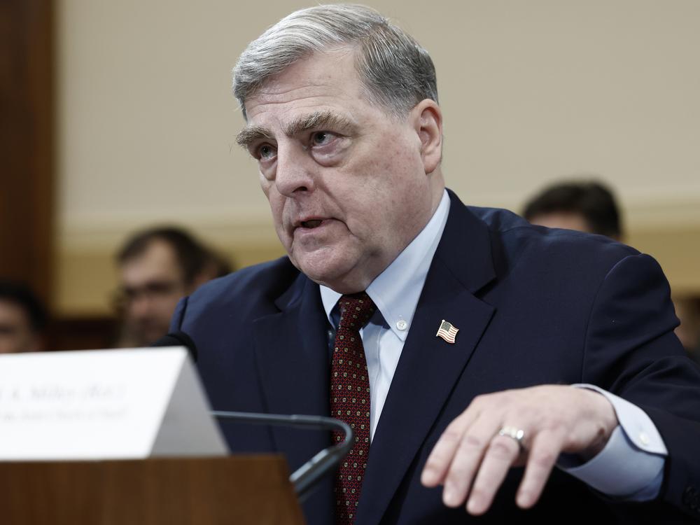 Former Chairman of the Joint Chiefs of Staff Gen. Mark Milley speaks during a hearing with the House Foreign Affairs Committee on March 19, 2024. The committee held the hearing to question retired generals on the U.S. withdrawal from Afghanistan in 2021.