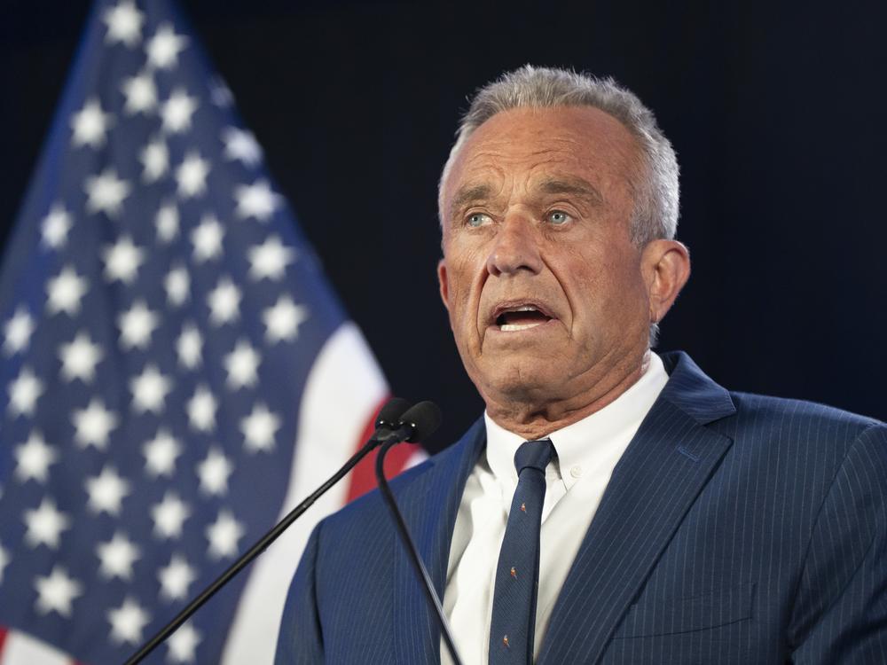 Robert F. Kennedy Jr. speaks at the Renaissance Phoenix Downtown Hotel on August 23, 2024, in Phoenix, Arizona. President Trump has nominated Kennedy to lead the the U.S. Department of Health and Human Services.