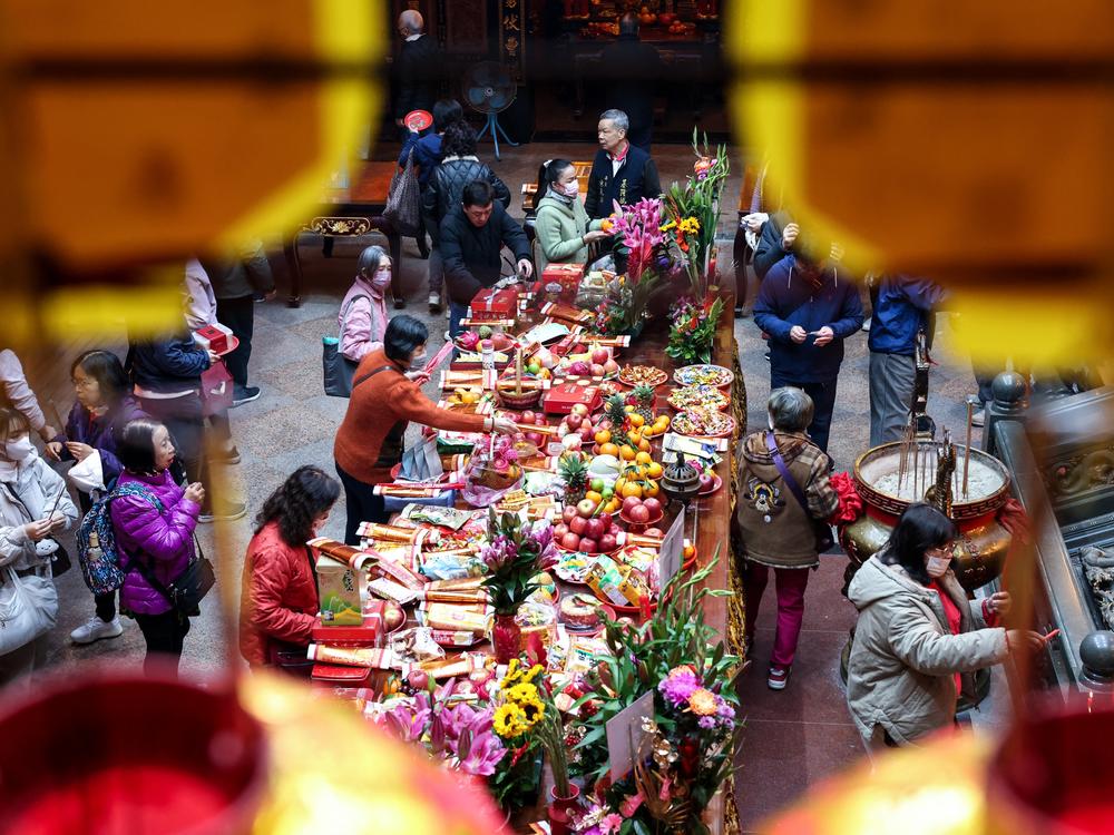 Keelung, Taiwan: People offer prayers on the first day of the Lunar New Year of the Snake at a temple in Keelung on Jan. 29.