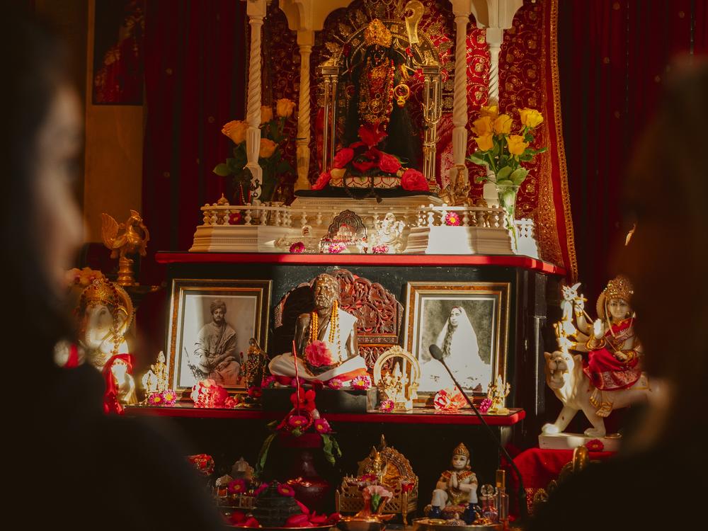 A large shrine at Kali Mandir, devoted to a Hindu goddess.