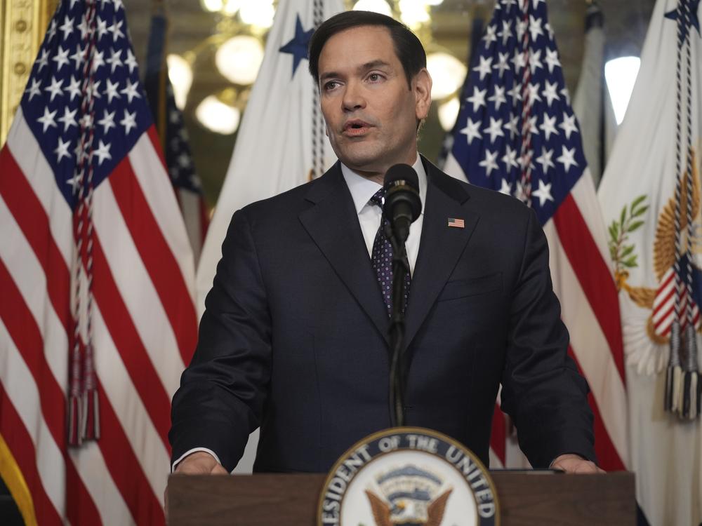 Secretary of State Marco Rubio speaks after being sworn in on Jan. 21, 2025, in Washington, D.C.