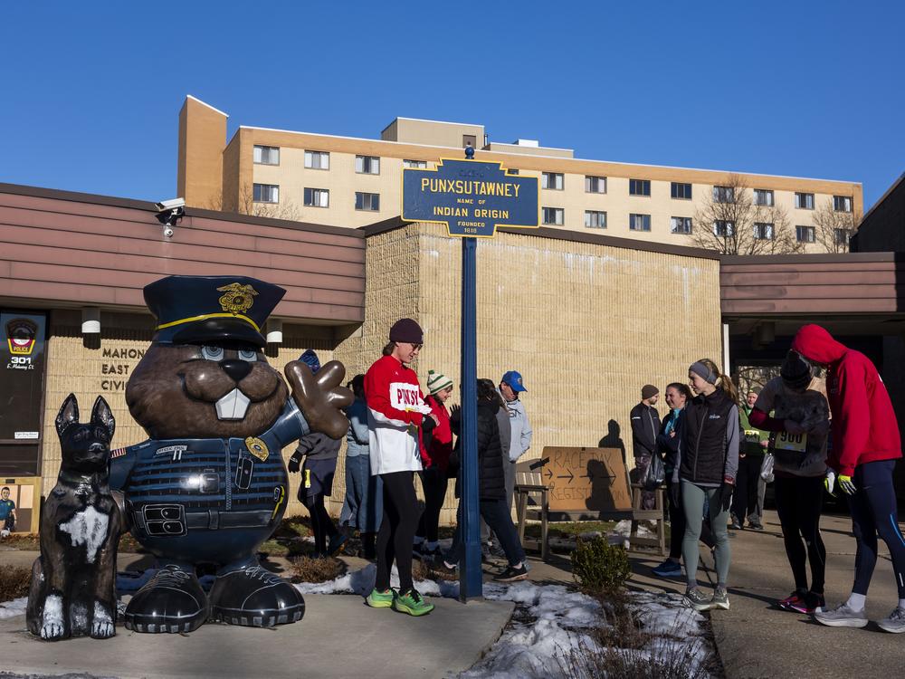 Joggers gather prior to the Groundhog Jog 4 Mile Run in Punxsutawney.