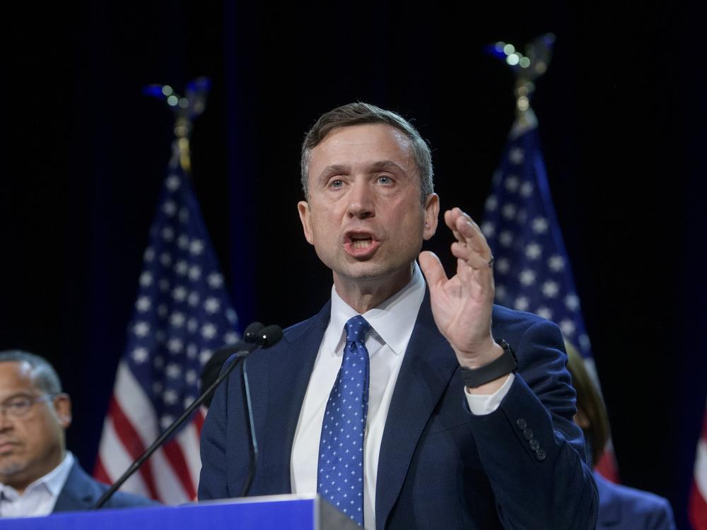 Newly elected Democratic National Committee Chair Ken Martin speaks after winning the vote at the DNC Winter Meeting at the Gaylord National Resort and Convention Center in National Harbor, Md., on Saturday.