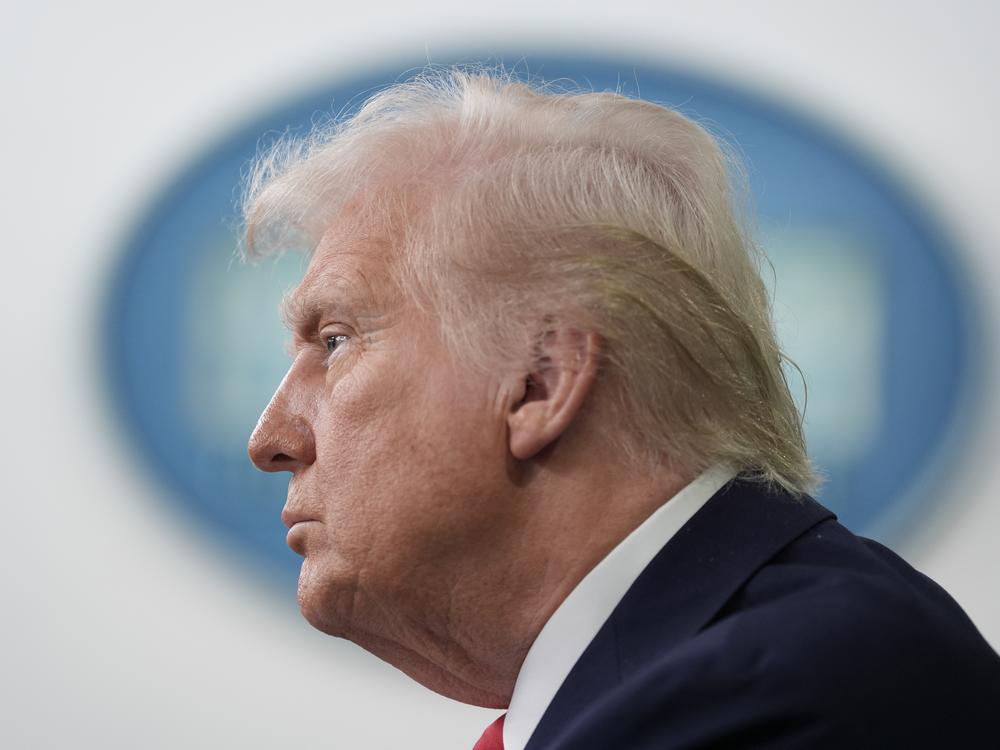 President Trump speaks to the press from the Brady Press Briefing Room at the White House on Jan. 30. On Tuesday, the president plans to sign on executive order pulling the U.S. out of the United Nations Human Rights Council.