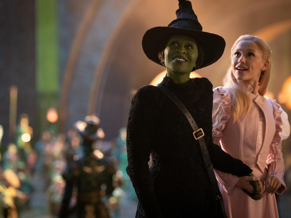 Cynthia Erivo and Ariana Grande play Elphaba and Glinda in <em>Wicked</em>.