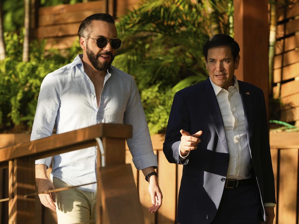 U.S. Secretary of State Marco Rubio meets with President Nayib Bukele at his residence at Lake Coatepeque in El Salvador, Monday, Feb. 3, 2025.