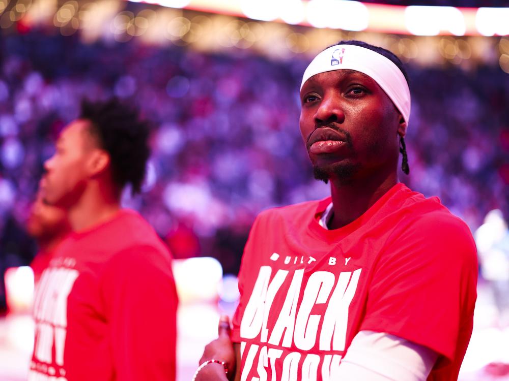Chris Boucher #25 of the Toronto Raptors before the game against the LA Clippers on Sunday at the Scotiabank Arena in Toronto, Canada.