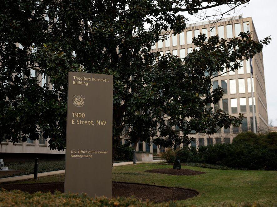 The Theodore Roosevelt Federal Building headquarters of the U.S. Office of Personnel Management is seen on Monday in Washington, D.C.