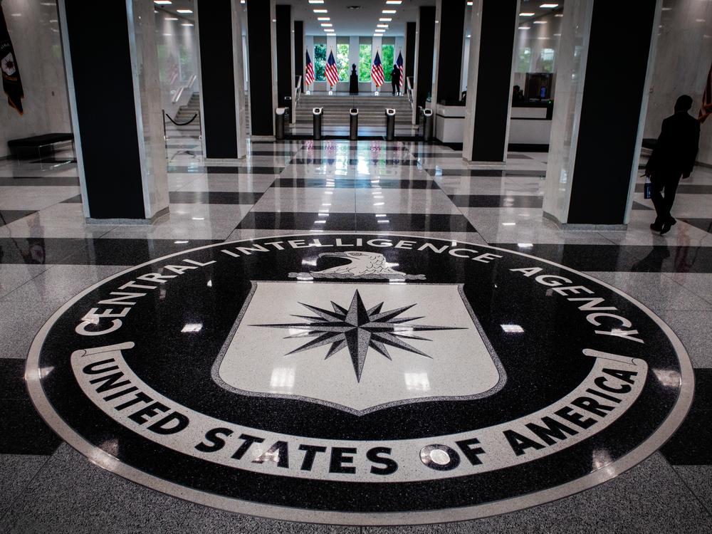 The agency seal on the floor of the lobby at the CIA in Mclean, Va.